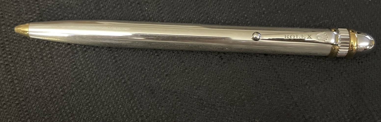 RARE Vintage Rolex Silver & Gold Ballpoint Pen Featuring A Crown Logo RARE Vintage Rolex Silver & Gold Ballpoint Pen Featuring A Crown Logo