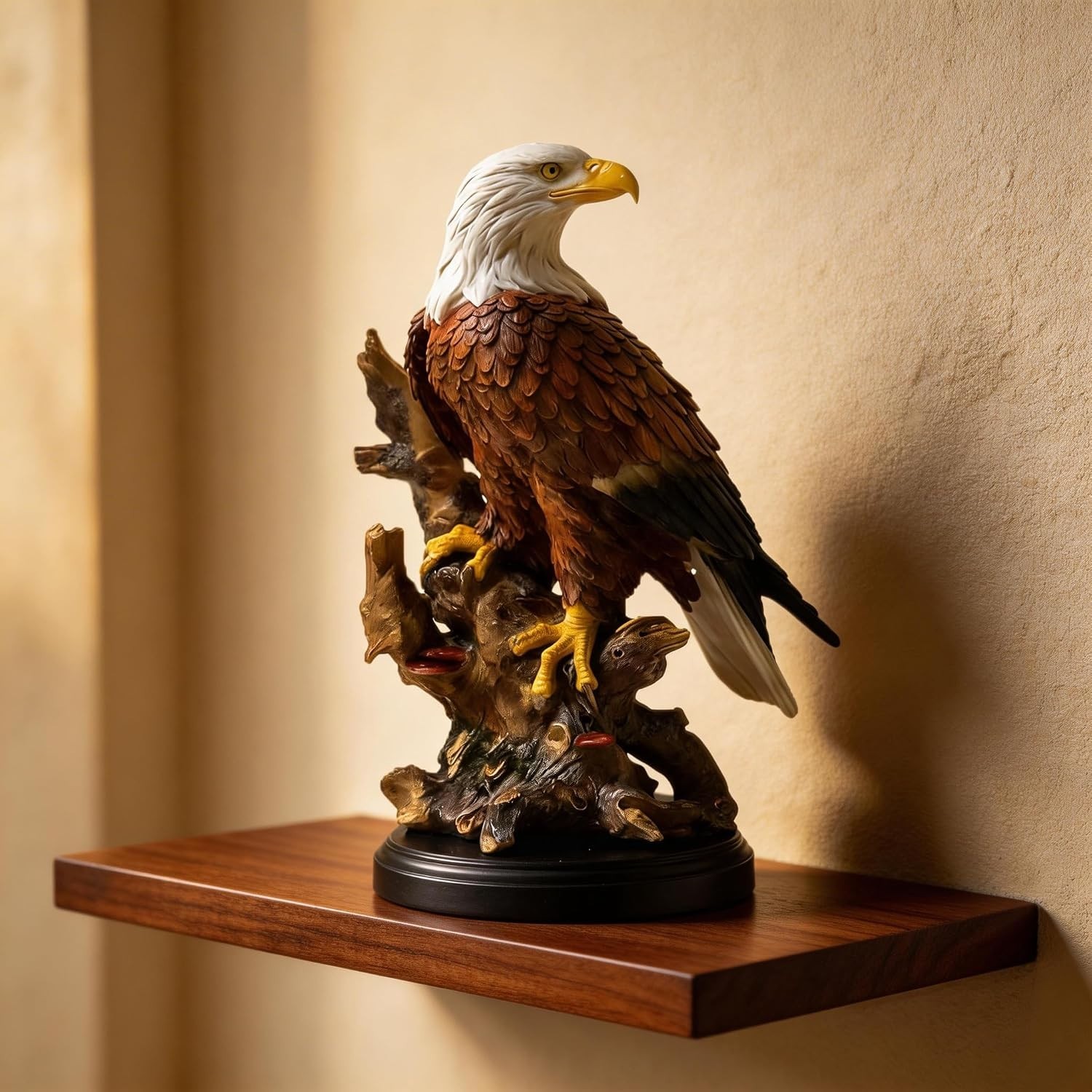 12.9 Inch Bald Eagle Figurine, Resin Eagle Statue Majestic Statement for Home..