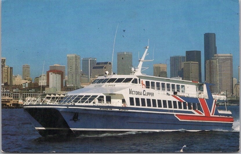 Vintage 1989 VICTORIA, B.C. Canada Postcard VICTORIA CLIPPER Ferry to Seattle