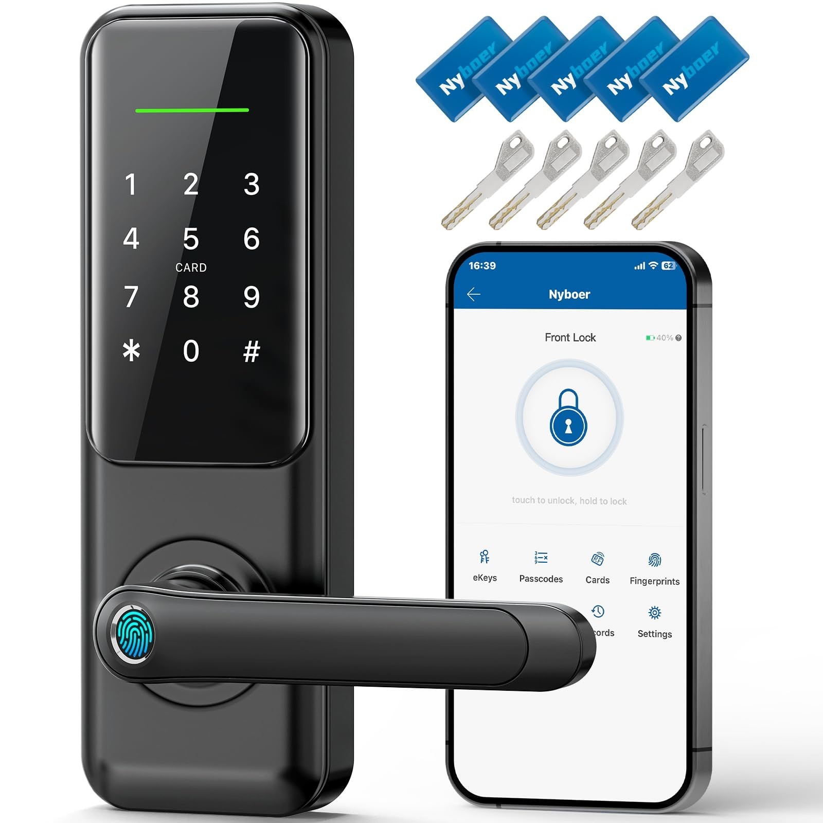 Smart Keypad Door Lock with Handle for Front Door | 7 in 1 Keyless Entry with... Smart Keypad Door Lock with Handle for Front Door | 7 in 1 Keyless Entry with...
