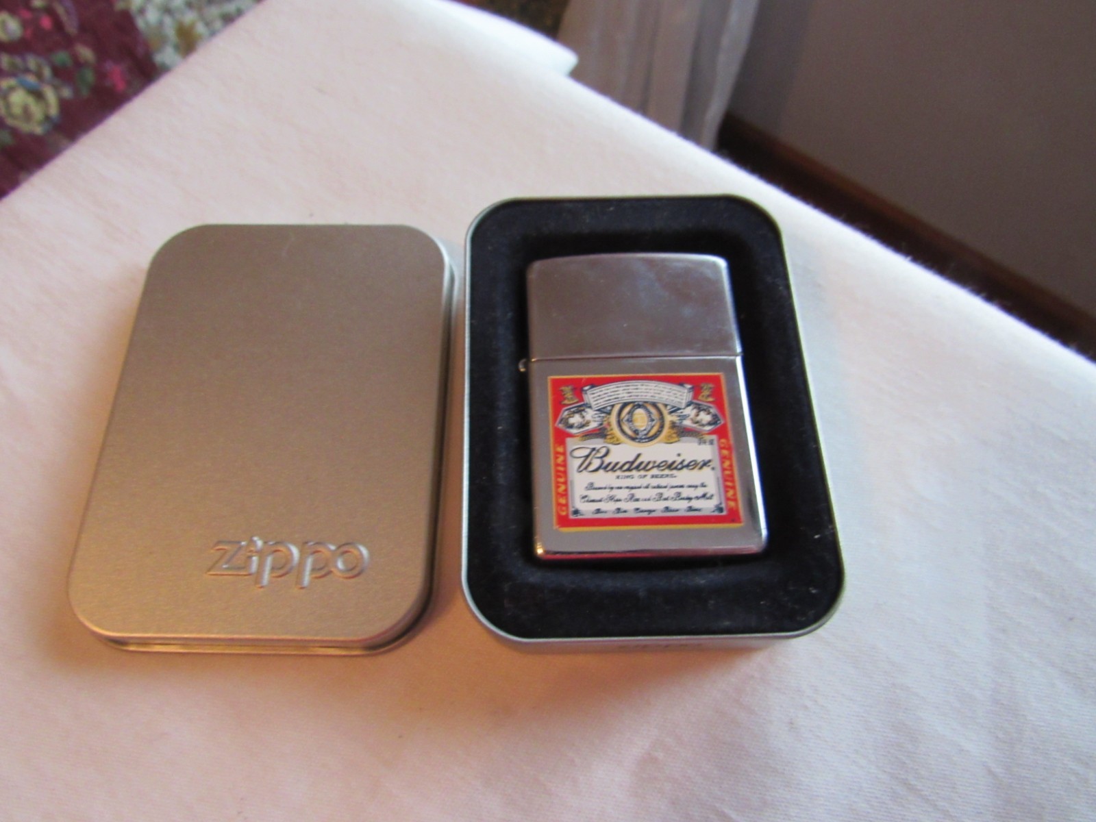 Vintage Pre-Owned Zippo Cigarette Lighter High Polish Adv. Budweiser G 03