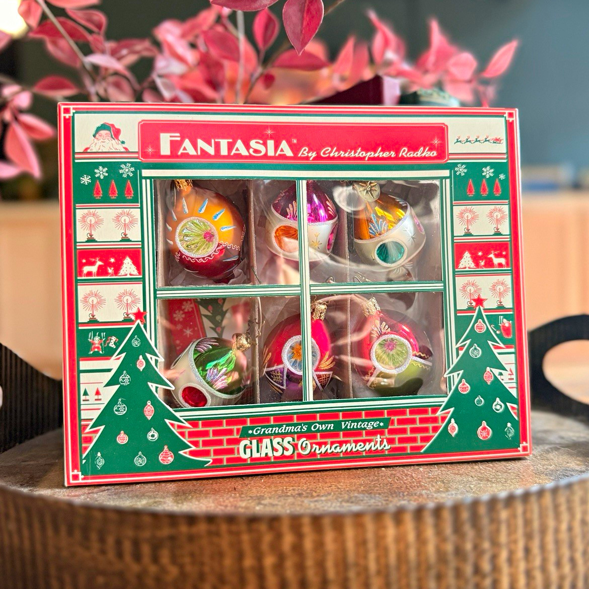 Radko Fantasia Classic Shimmer Glass Christmas Ornament Set 01-1095-0 NEW