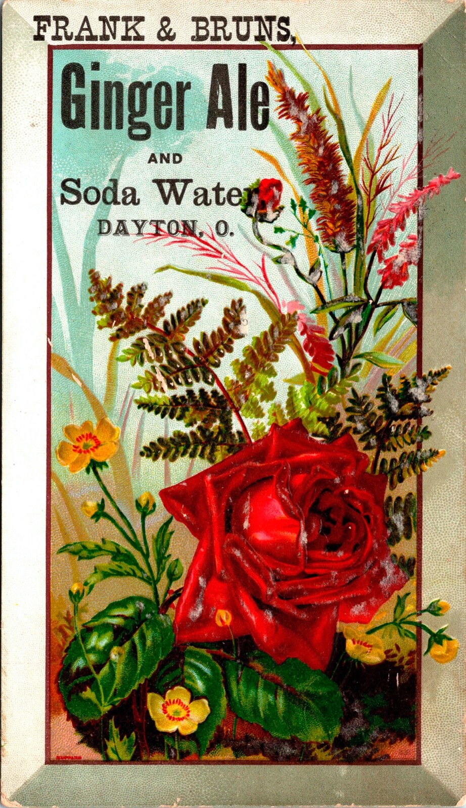 Vintage 1880's Frank & Bruns Ginger Ale Antique Victorian Trade Card Dayton, OH Vintage 1880's Frank & Bruns Ginger Ale Antique Victorian Trade Card Dayton, OH