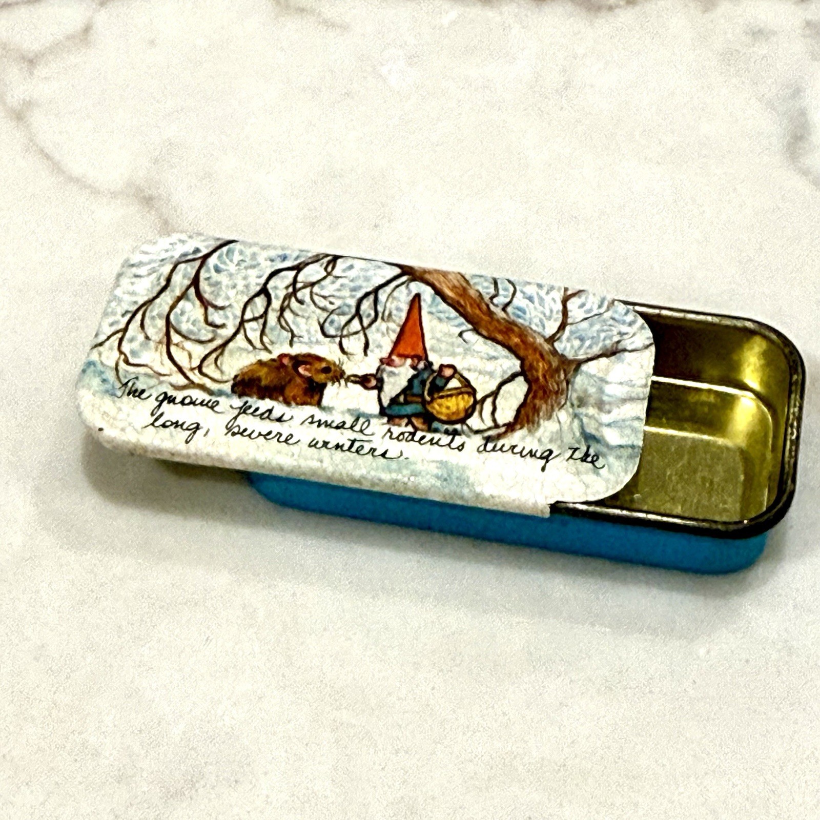 Vintage 1980 David the Gnome Pill Tin - Sliding Lid - Potpourri Press USA Vintage 1980 David the Gnome Pill Tin - Sliding Lid - Potpourri Press USA