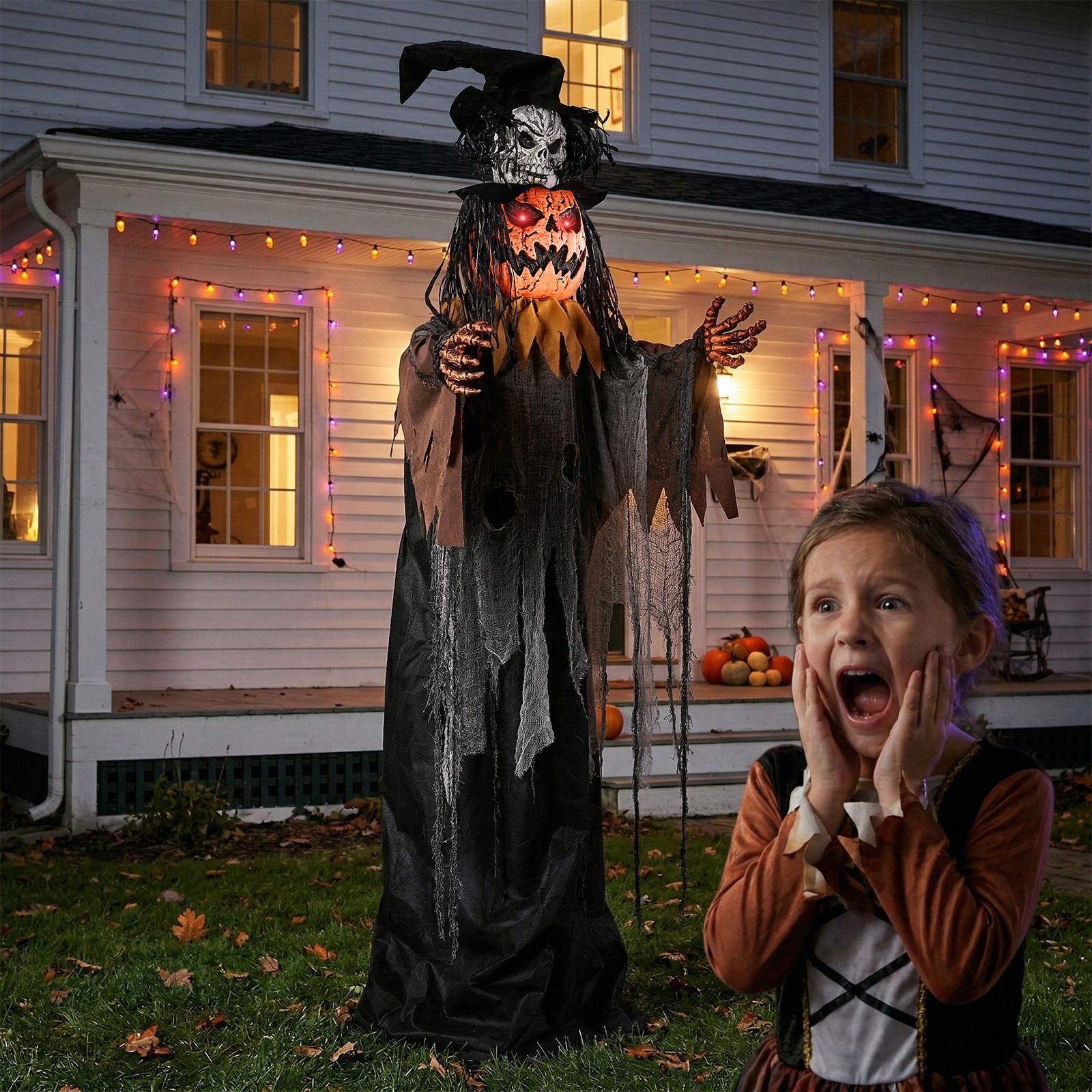 Halloween 6FT Tall Scary Skeleton Pumpkin Man for In/Outdoor Holiday Decorations Halloween 6FT Tall Scary Skeleton Pumpkin Man for In/Outdoor Holiday Decorations