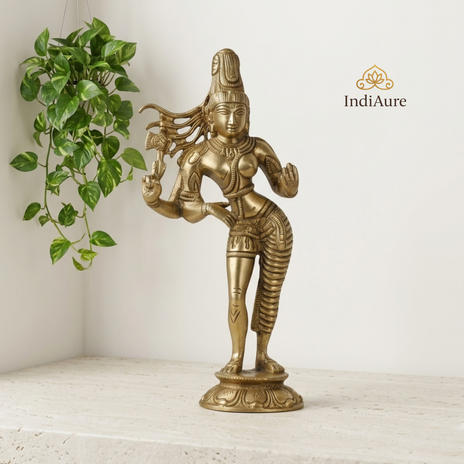 Brass Ardhanarishwar Idol 8.5 Inch | Gold Finish Shiva Shakti Murti Brass Ardhanarishwar Idol 8.5 Inch | Gold Finish Shiva Shakti Murti