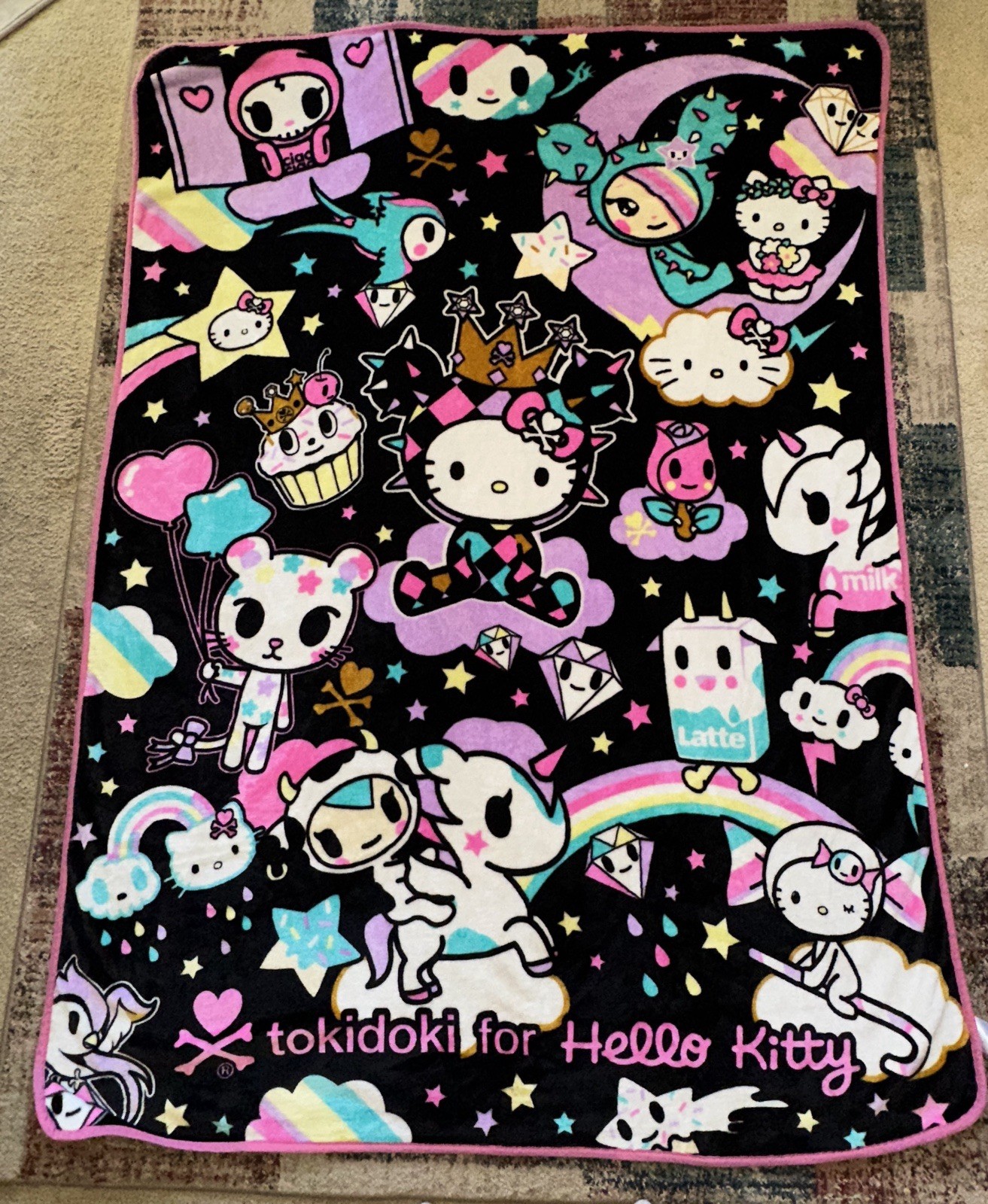 EXT RARE Tokidoki For Hello Kitty Cosmic Space Galaxy Blanket Throw HTF
