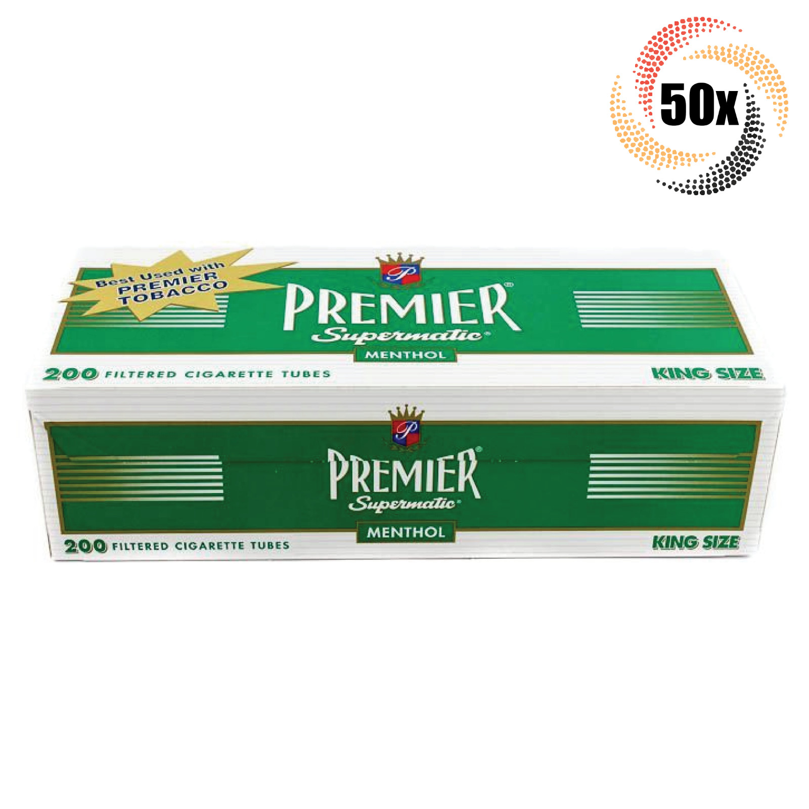 50x Boxes Premier Menthol Green King Size ( 10,000 Tubes ) Cigarette Tubes RYO 50x Boxes Premier Menthol Green King Size ( 10,000 Tubes ) Cigarette Tubes RYO