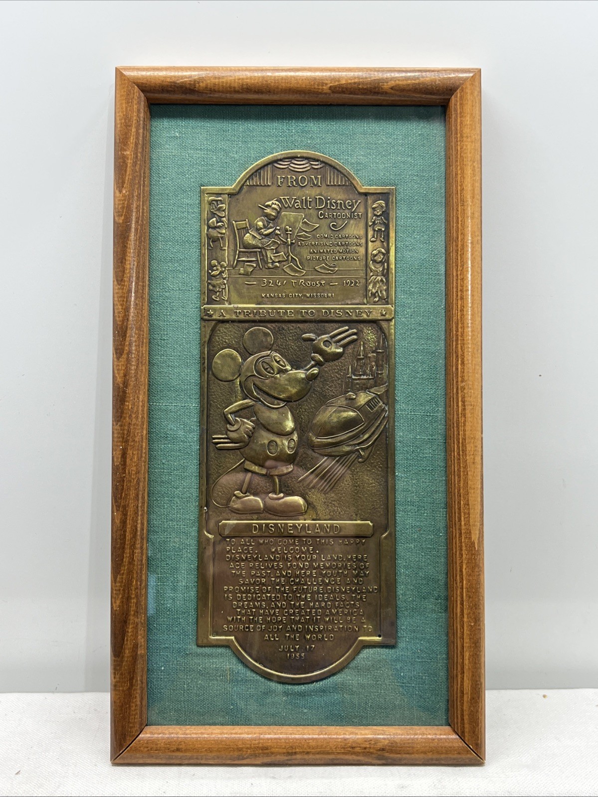 1959 Disneyland vtg Brass Tribute Door Push Plate Plaque Mickey Walt Disney 1959 Disneyland vtg Brass Tribute Door Push Plate Plaque Mickey Walt Disney