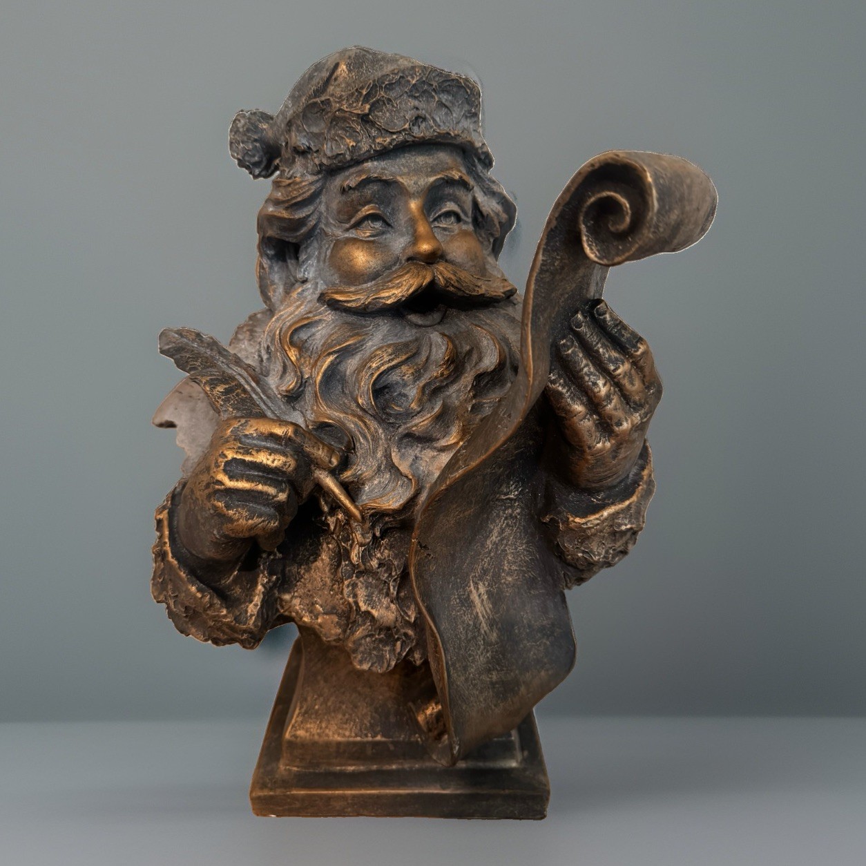 Mark Roberts Style Bronze Gold Antiqued Santa Clause Bust Holiday Christmas 16" Mark Roberts Style Bronze Gold Antiqued Santa Clause Bust Holiday Christmas 16"