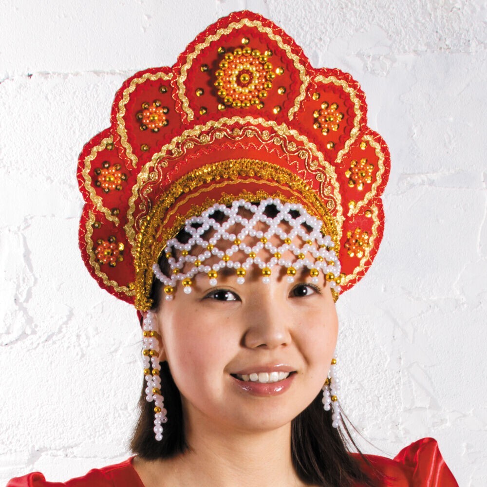 Red Kokoshnik Traditional Russian Folk Costume Headdress Кокошник KIDS / ADULTS Red Kokoshnik Traditional Russian Folk Costume Headdress Кокошник KIDS / ADULTS