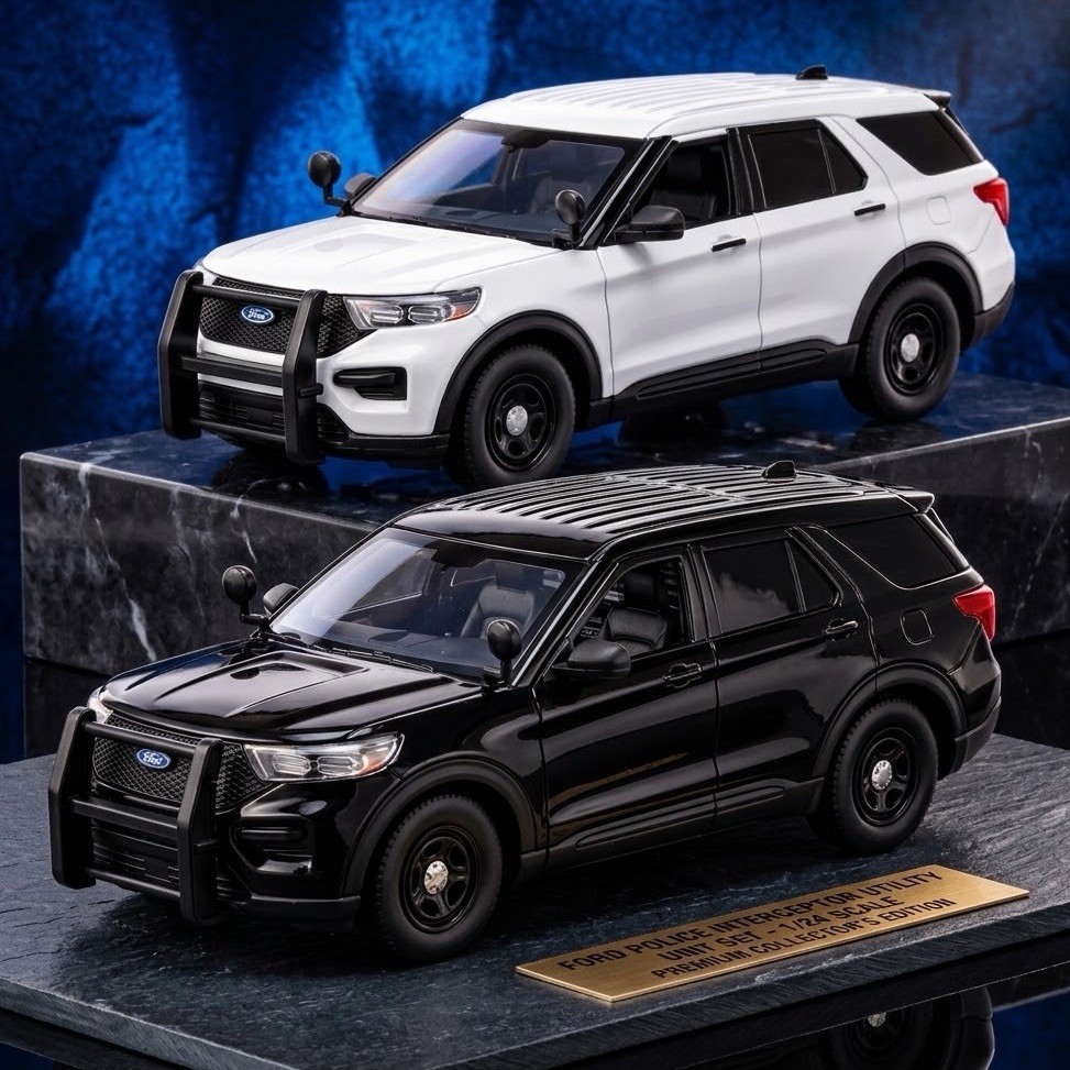 MOTORMAX FORD EXPLORER POLICE INTERCEPTOR 1:24 BLACK WHITE DIECAST SET OF 2