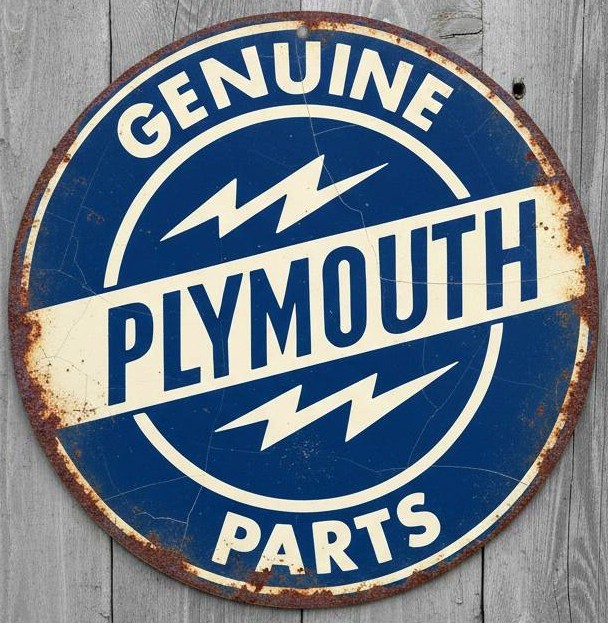 Plymouth Genuine Parts 12" Diameter Vintage Novelty Metal Sign Made In USA New Plymouth Genuine Parts 12" Diameter Vintage Novelty Metal Sign Made In USA New