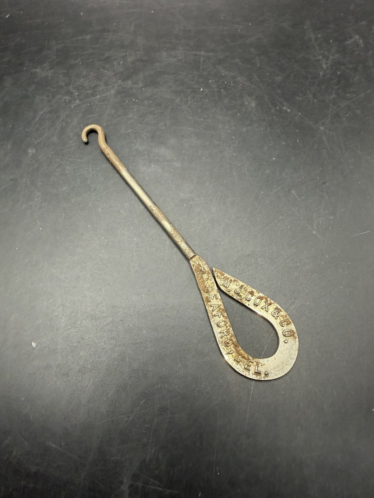 Antique M J Cox & Co Seaford Del Advertising Shoe Boot Button Hook 5" Antique M J Cox & Co Seaford Del Advertising Shoe Boot Button Hook 5"