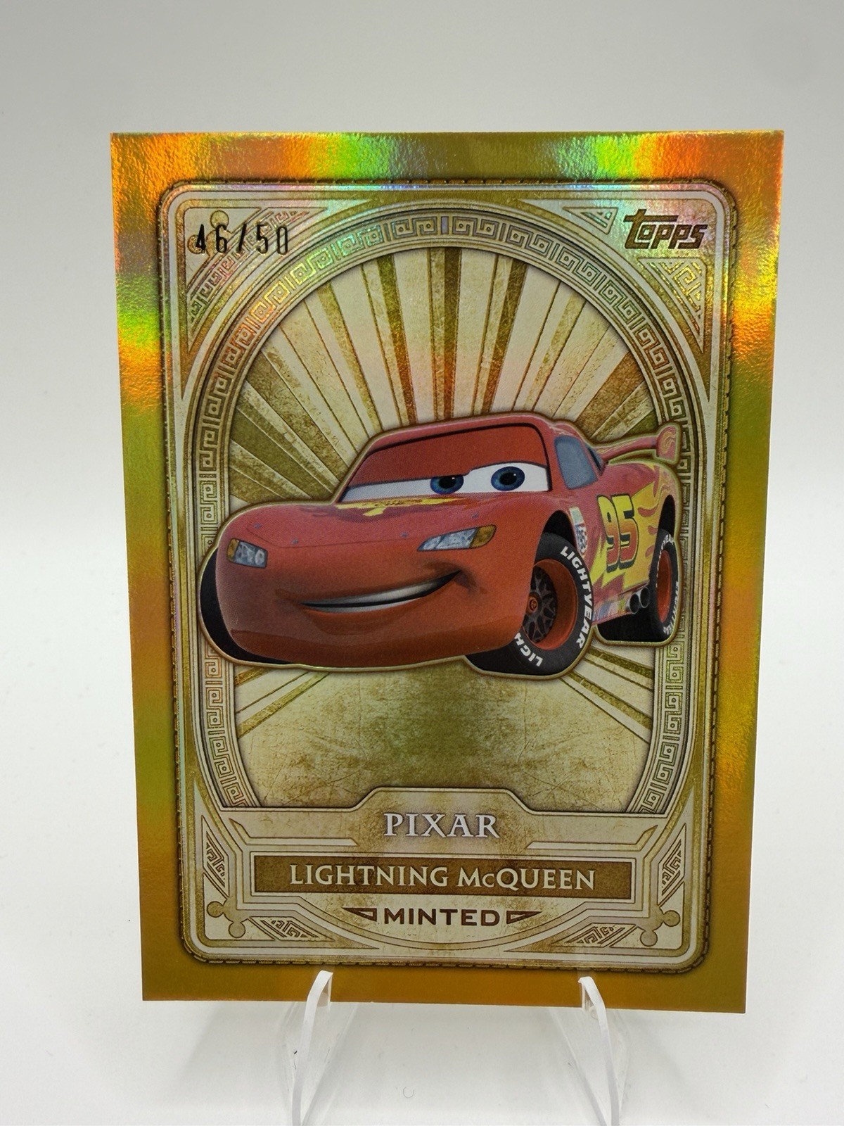 Topps 2025 Disney Pixar Cars Minted Lightning McQueen #83 Hologram 46/50 Topps 2025 Disney Pixar Cars Minted Lightning McQueen #83 Hologram 46/50