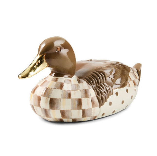 Mackenzie-Childs Mocha Check Mallard Duck Figurine Mackenzie-Childs Mocha Check Mallard Duck Figurine