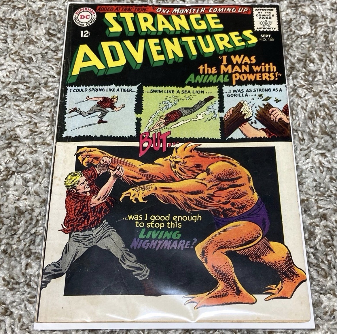 VINTAGE 1965 DC COMICS Key Strange Adventures 1st App Animal Man Silver Age #180 VINTAGE 1965 DC COMICS Key Strange Adventures 1st App Animal Man Silver Age #180