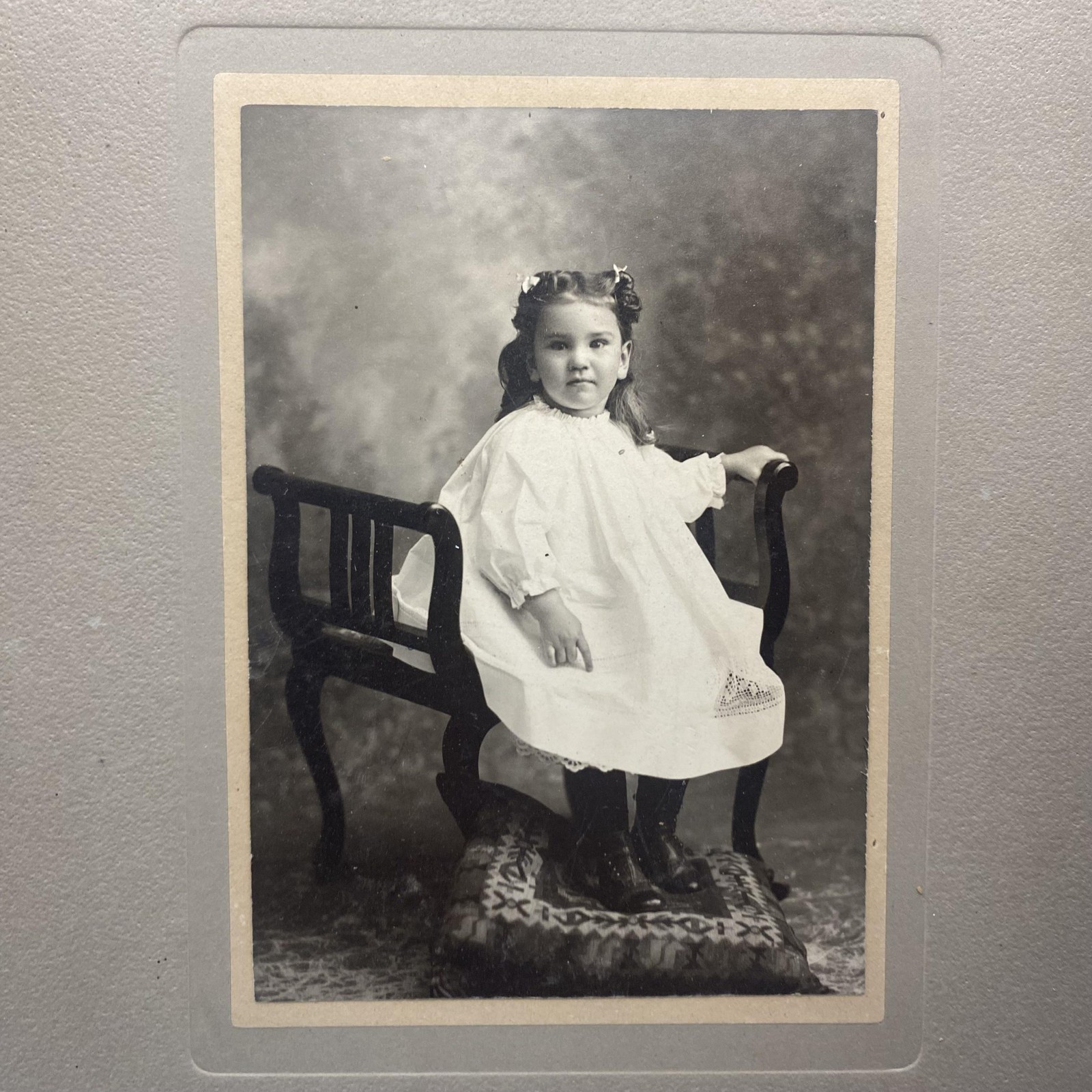 Vintage Purdy Boston Girl Bench Portrait Cabinet Card Photo 4x6 Sepia Original Vintage Purdy Boston Girl Bench Portrait Cabinet Card Photo 4x6 Sepia Original