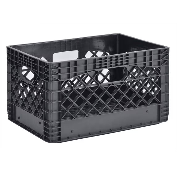 Juggernaut Storage 24QT Plastic Heavy-Duty Milk Crate, Black Juggernaut Storage 24QT Plastic Heavy-Duty Milk Crate, Black