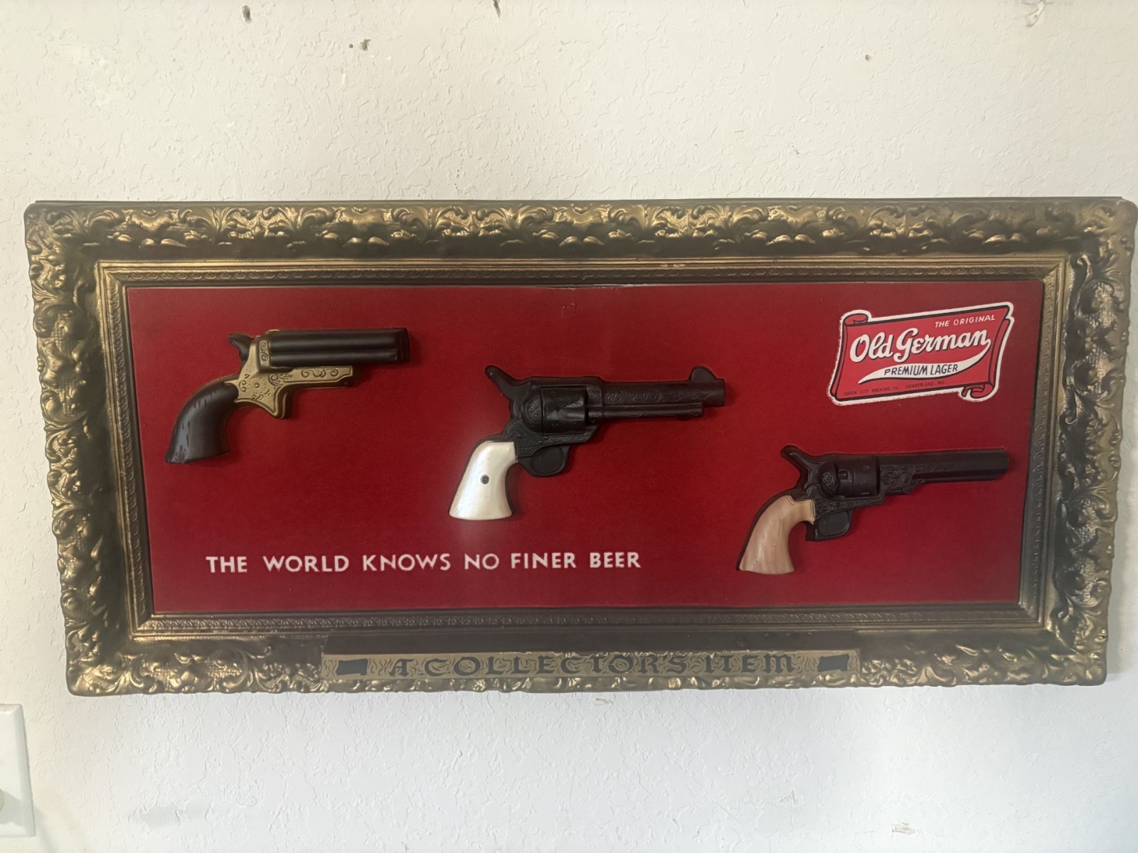 Rare Old German Beer Sign 3 Pistols 1960"s Rare Old German Beer Sign 3 Pistols 1960"s