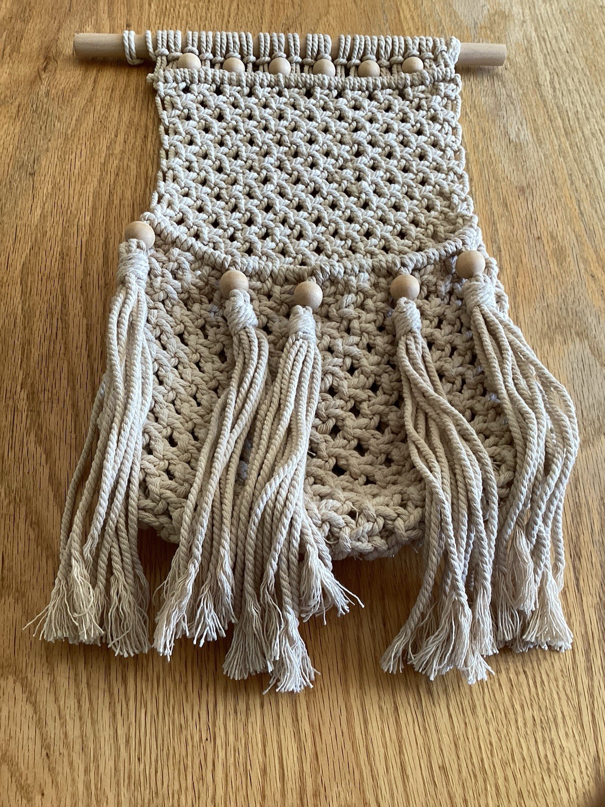 Handcrafted Retro Macrame Boho Cotton Rope Wall Hanging With Pocket 15” Handcrafted Retro Macrame Boho Cotton Rope Wall Hanging With Pocket 15”