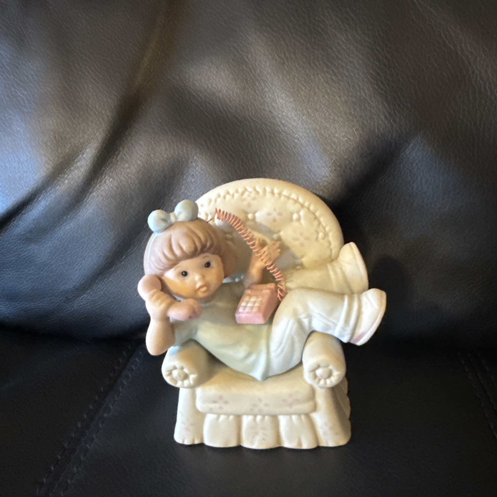1992 Enesco Sisters and Best Friends Porcelain Figurine Girl in Chair on Phone 1992 Enesco Sisters and Best Friends Porcelain Figurine Girl in Chair on Phone