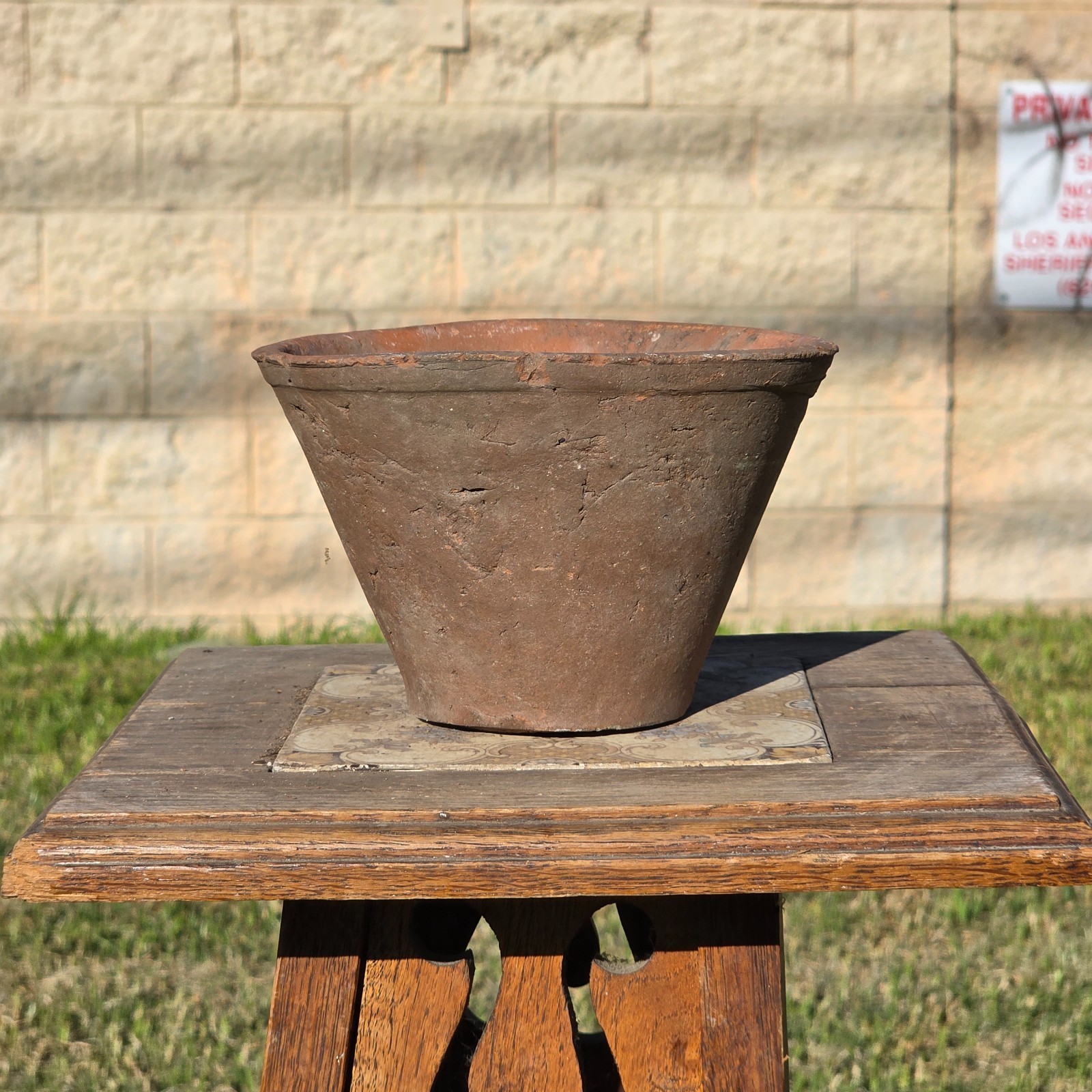 Antique French Terracotta Pine Resin Collecting Pot Clay Sap Planter Bowl Rustic Antique French Terracotta Pine Resin Collecting Pot Clay Sap Planter Bowl Rustic