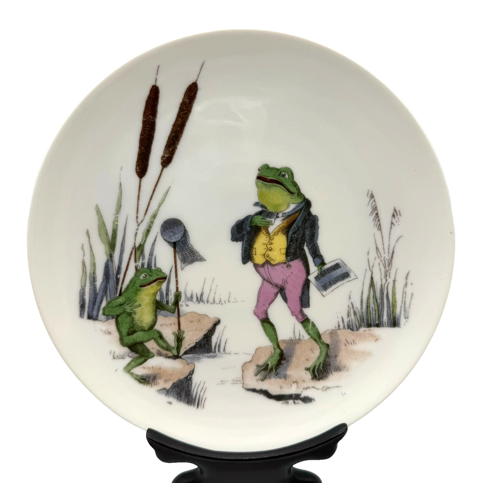Antique 1873 - 1918 Pirkenhammer Porcelain Singing Frog Plate 7.25"