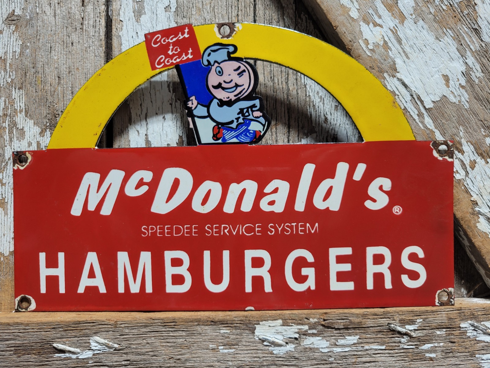 VINTAGE MCDONALDS PORCELAIN SIGN OLD FAST FOOD RESTAURANT HAMBURGERS SPEEDEE FRY VINTAGE MCDONALDS PORCELAIN SIGN OLD FAST FOOD RESTAURANT HAMBURGERS SPEEDEE FRY