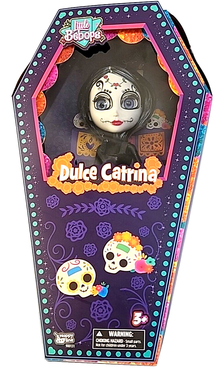 Little Bebops Dulce Catrina Gray Black Hair Blue Eyes  Day of the Dead 10” Doll