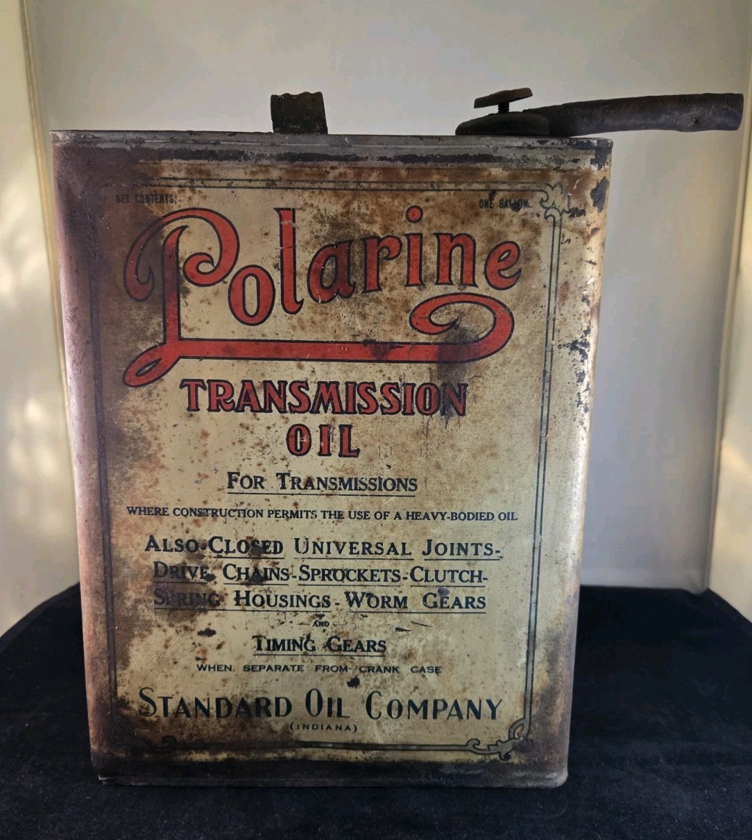 Vintage Polarine Transmission Oil 1 Gallon Advertising Square Metal Can w/ Cap Vintage Polarine Transmission Oil 1 Gallon Advertising Square Metal Can w/ Cap