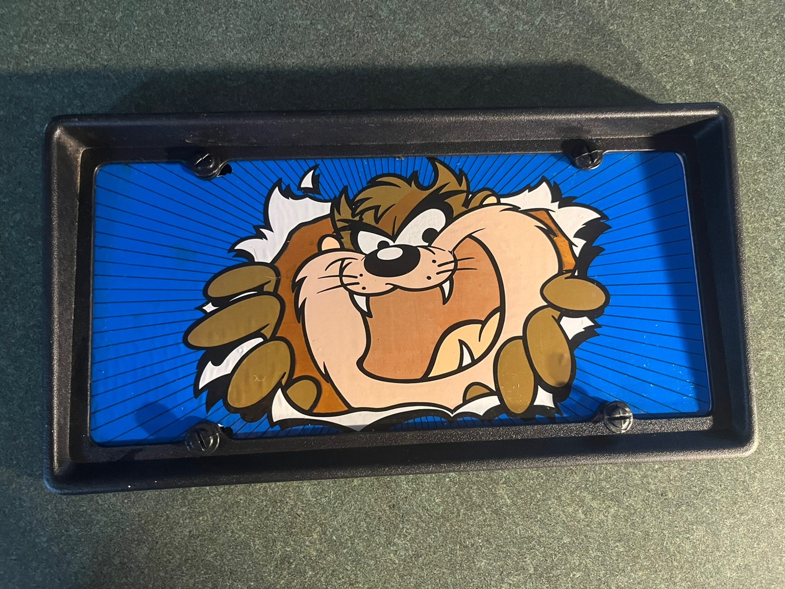 Vtg. 1995 Taz Tasmanian Devil Blue Vanity Car License Plate Warner Bros Vtg. 1995 Taz Tasmanian Devil Blue Vanity Car License Plate Warner Bros