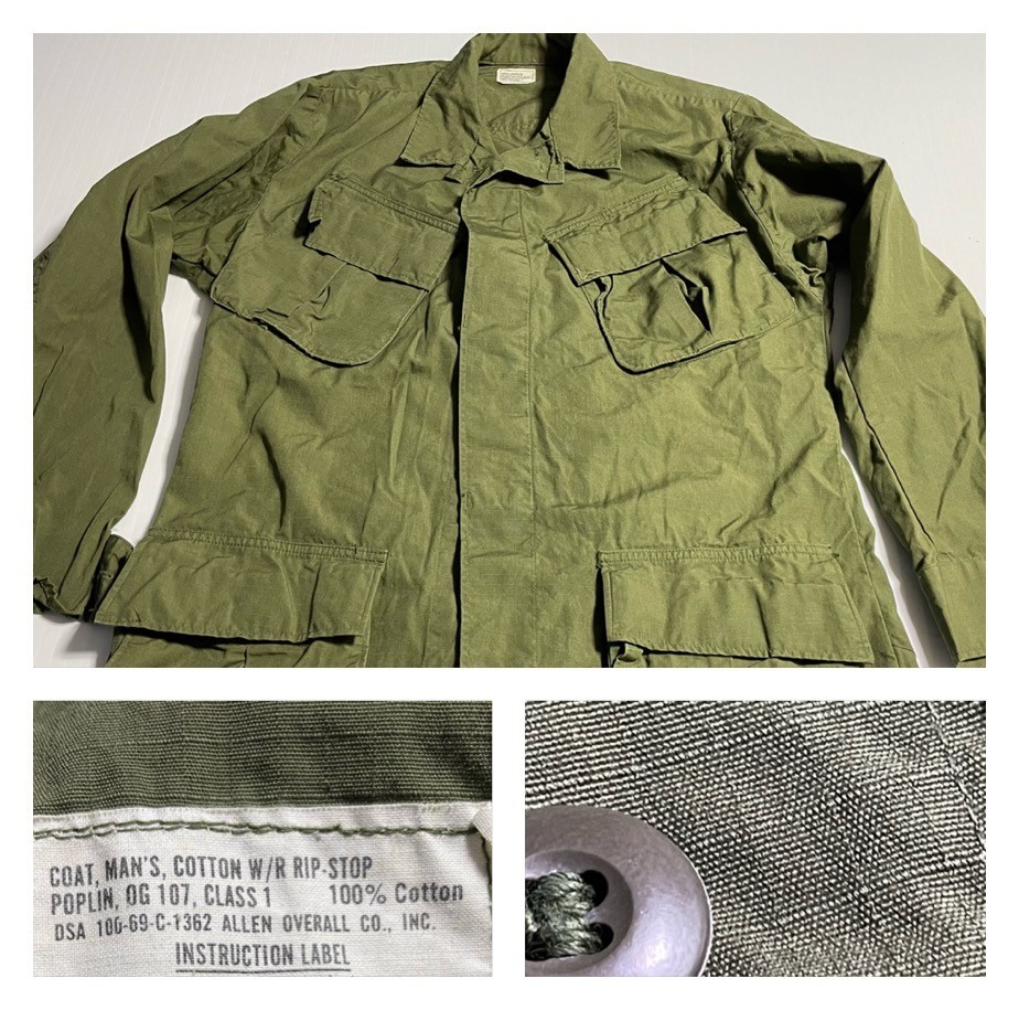 OG 107 Vietnam VTG Military Jungle Jacket Green Ripstop Poplin Allen Small OG 107 Vietnam VTG Military Jungle Jacket Green Ripstop Poplin Allen Small