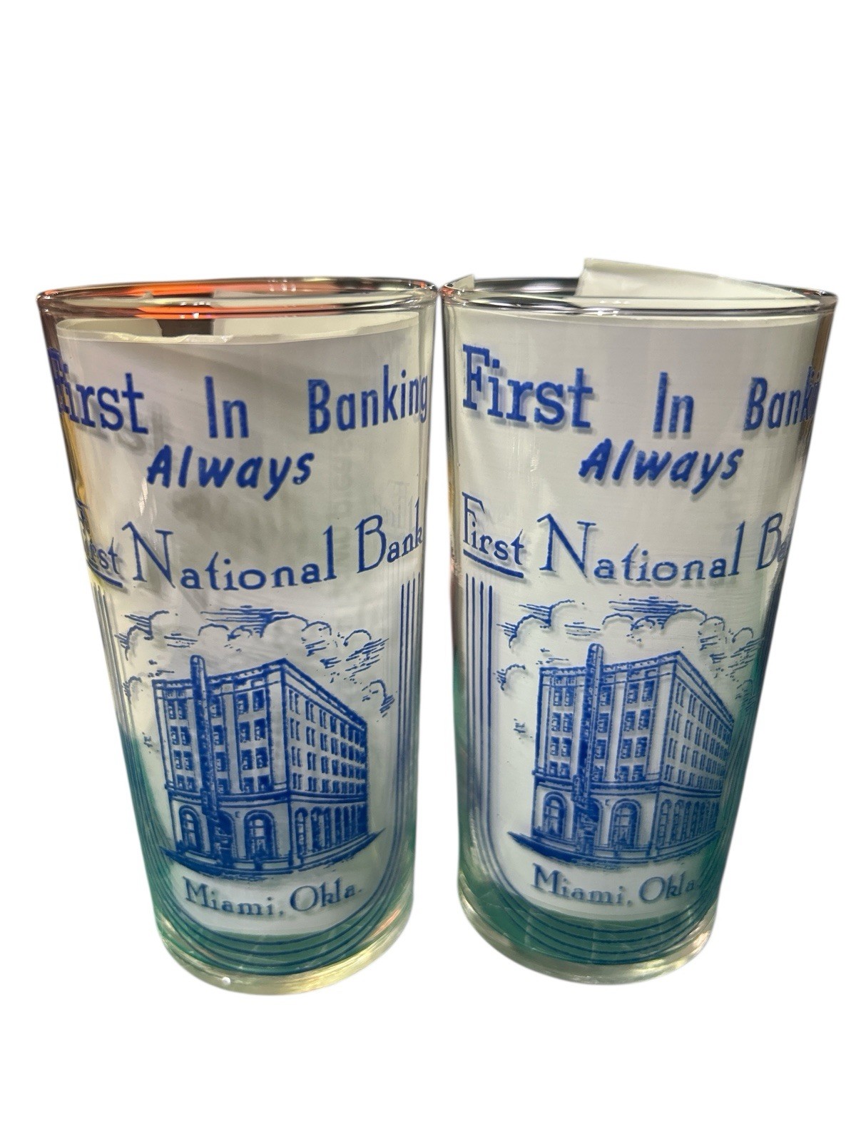First National Bank Miami Oklahoma (2) Glasses