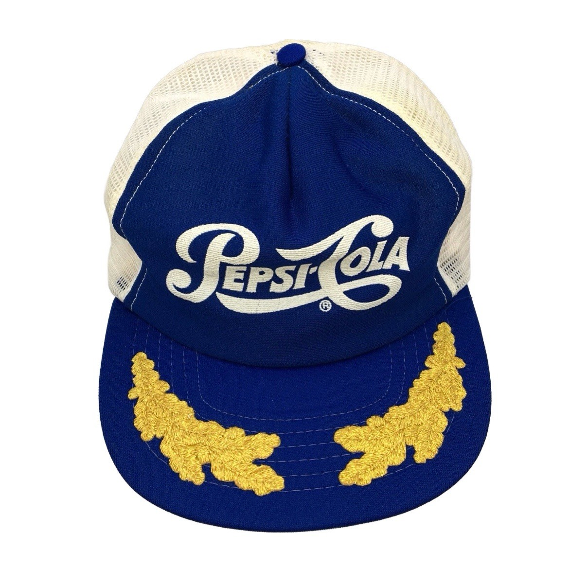 Vintage Pepsi Cola Gold Scrambled Eggs Snapback Hat Soda Blue Trucker Captain Vintage Pepsi Cola Gold Scrambled Eggs Snapback Hat Soda Blue Trucker Captain