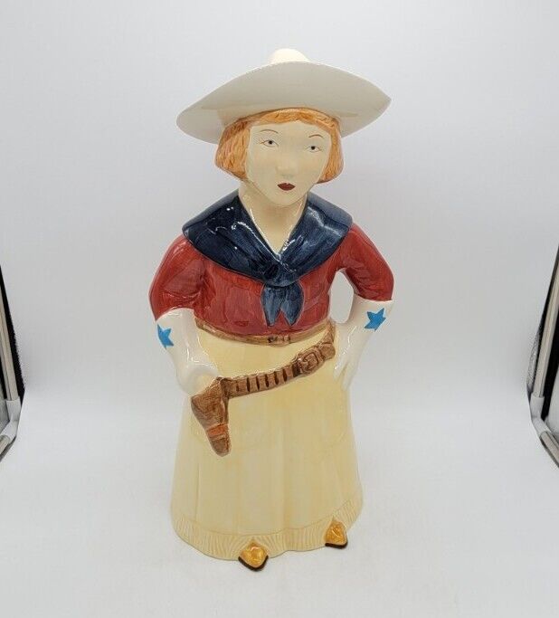 Rare Vintage Cowgirl With Pistol Xlarge Cookie Jar By Rachel Elizondo 
