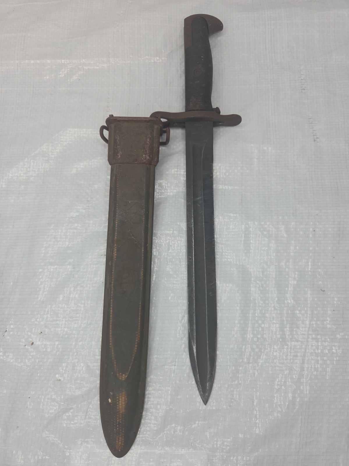 ​WW2 US M1 Garand Springfield Bayonet PAL 1943 Flaming Bomb M7 Scabbard