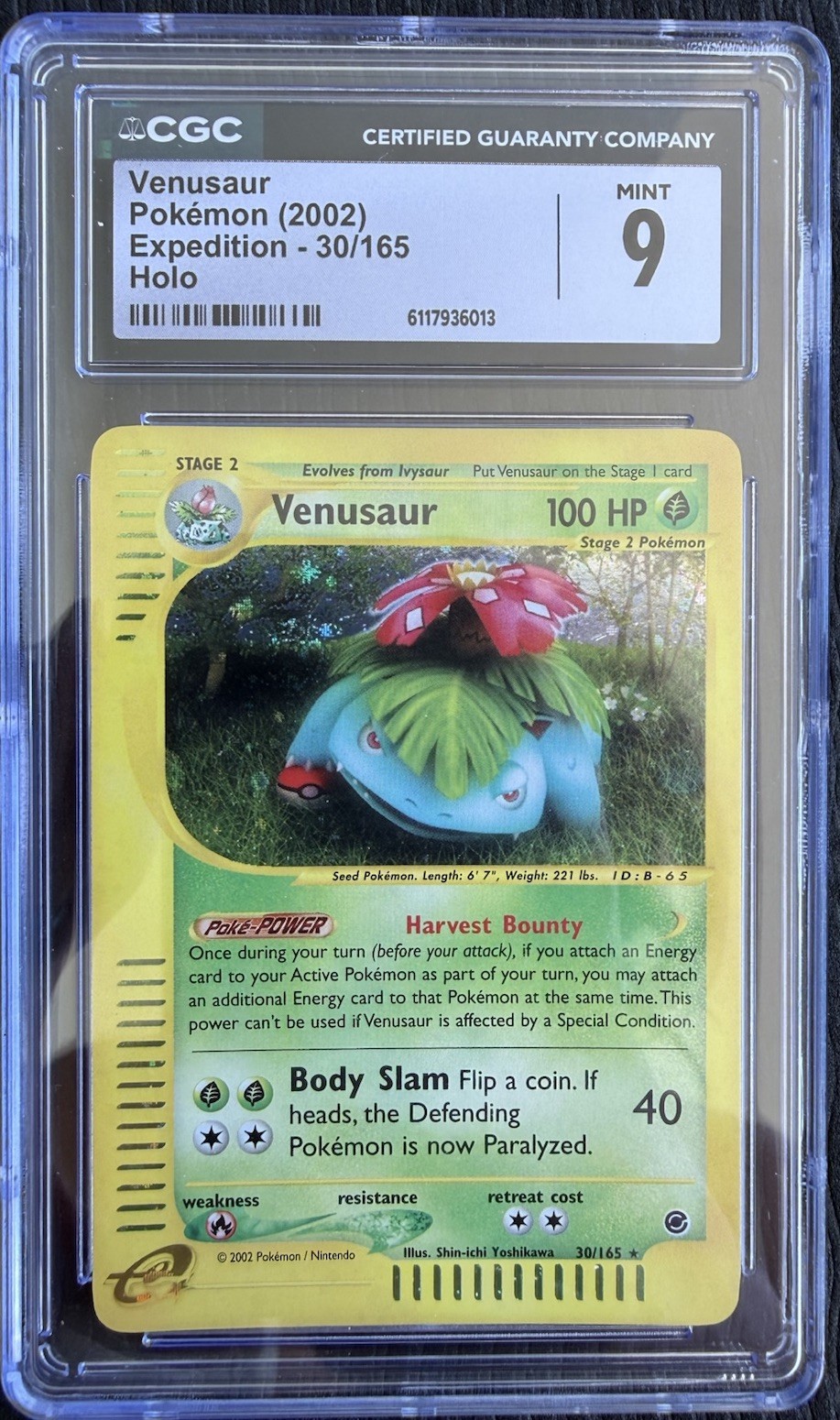 Venusaur Expedition 30/165 Holo CGC 9 2002 English Pokémon Card Venusaur Expedition 30/165 Holo CGC 9 2002 English Pokémon Card