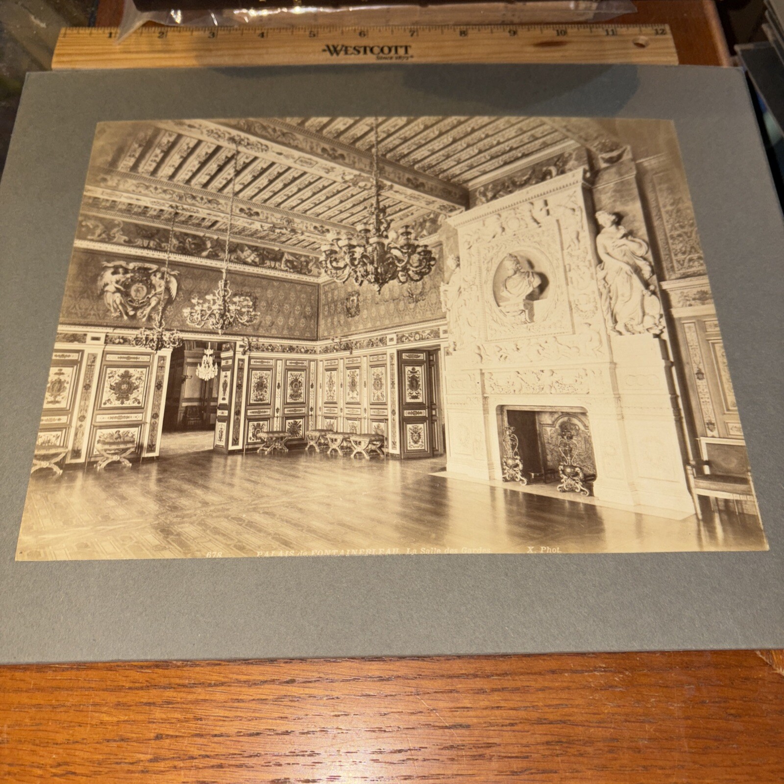 Antique Fontainebleau Chateau from Lake Mounted French Architecture Photo Antique Fontainebleau Chateau from Lake Mounted French Architecture Photo