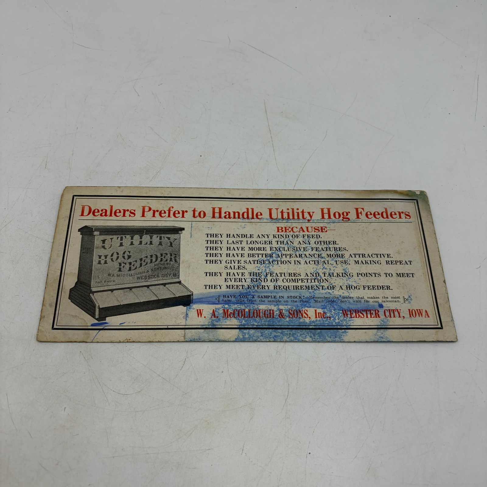 Vintage Utility Hog Feeder Advertising Brochure McCollough Webster City Iowa Vintage Utility Hog Feeder Advertising Brochure McCollough Webster City Iowa