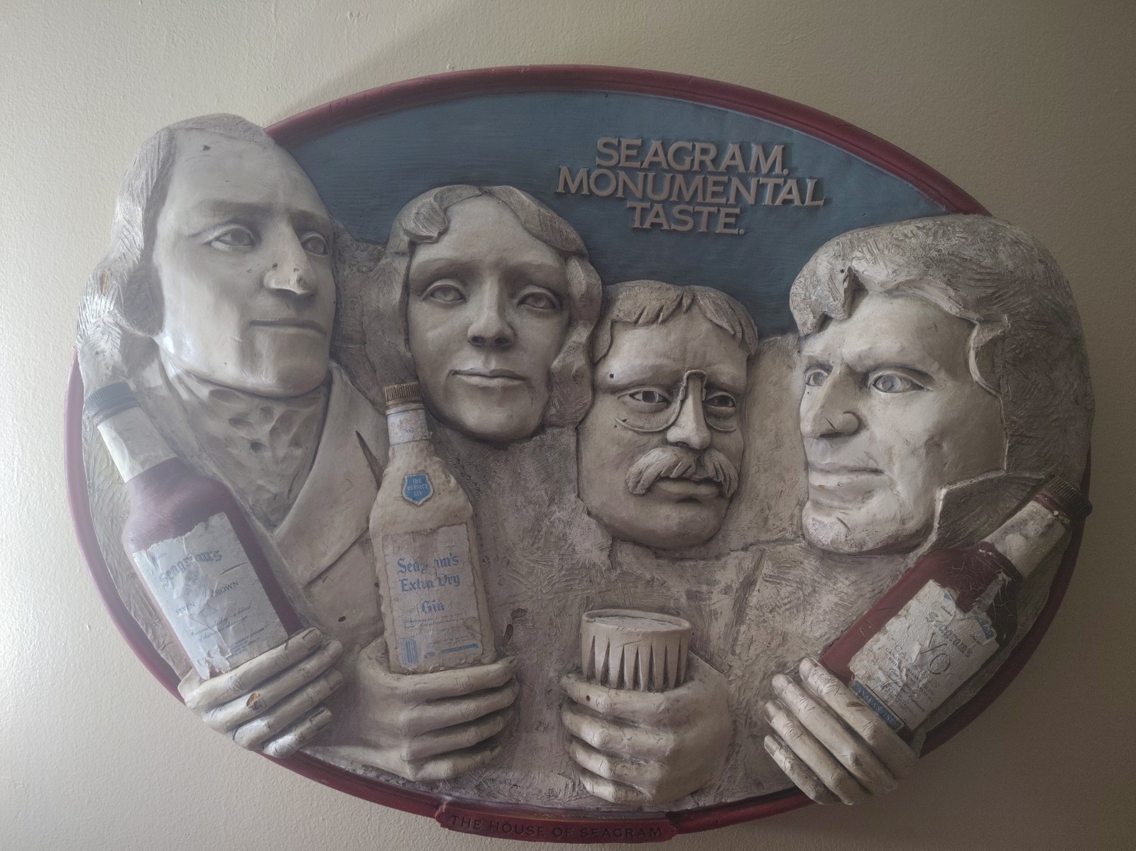 Vintage 1970s Seagram's Monumental Taste Bar Sign Mount Rushmore 3D Relief Rare