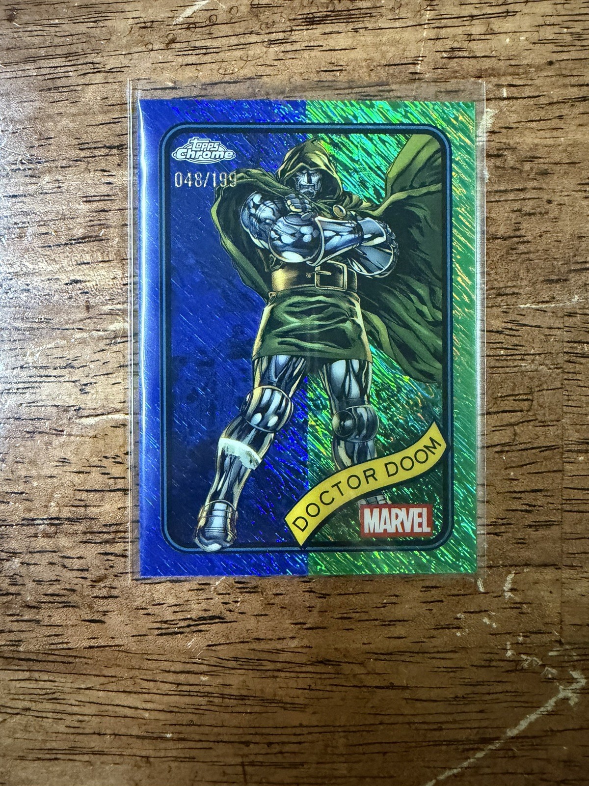 2025 Topps Chrome Marvel Doctor Doom Green Blue Shimmer /199 #148 Doomsday