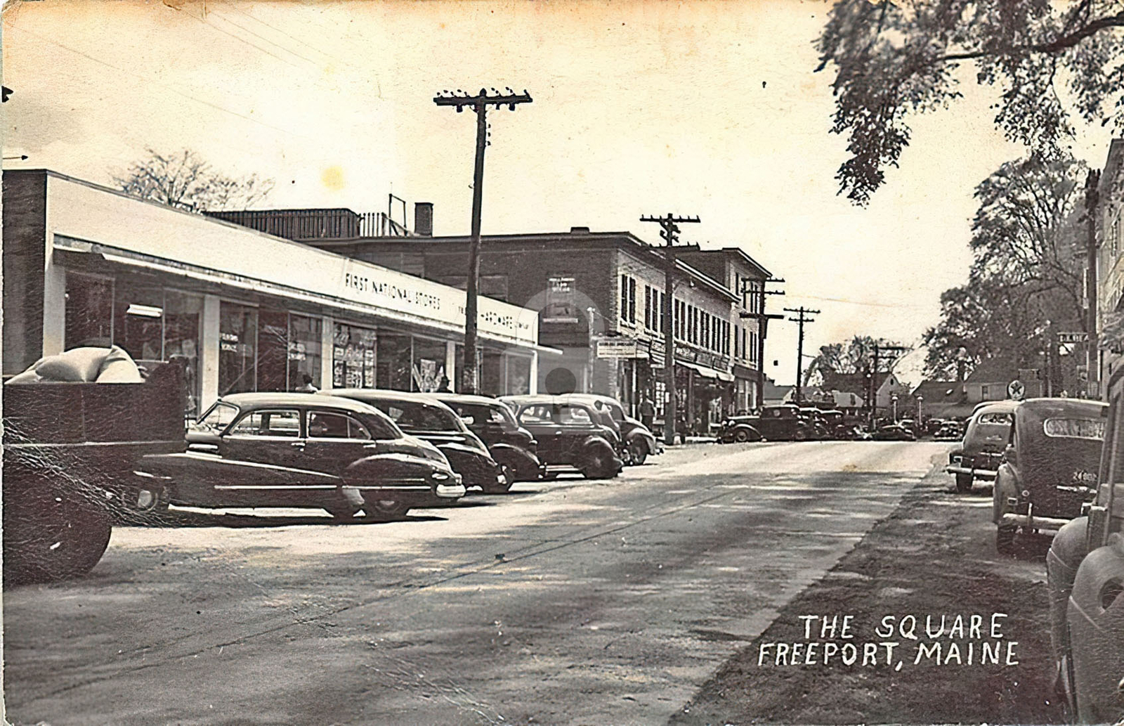 Freeport ME Maine The Square Storefronts Old Cars RPPC Postcard Copy Freeport ME Maine The Square Storefronts Old Cars RPPC Postcard Copy
