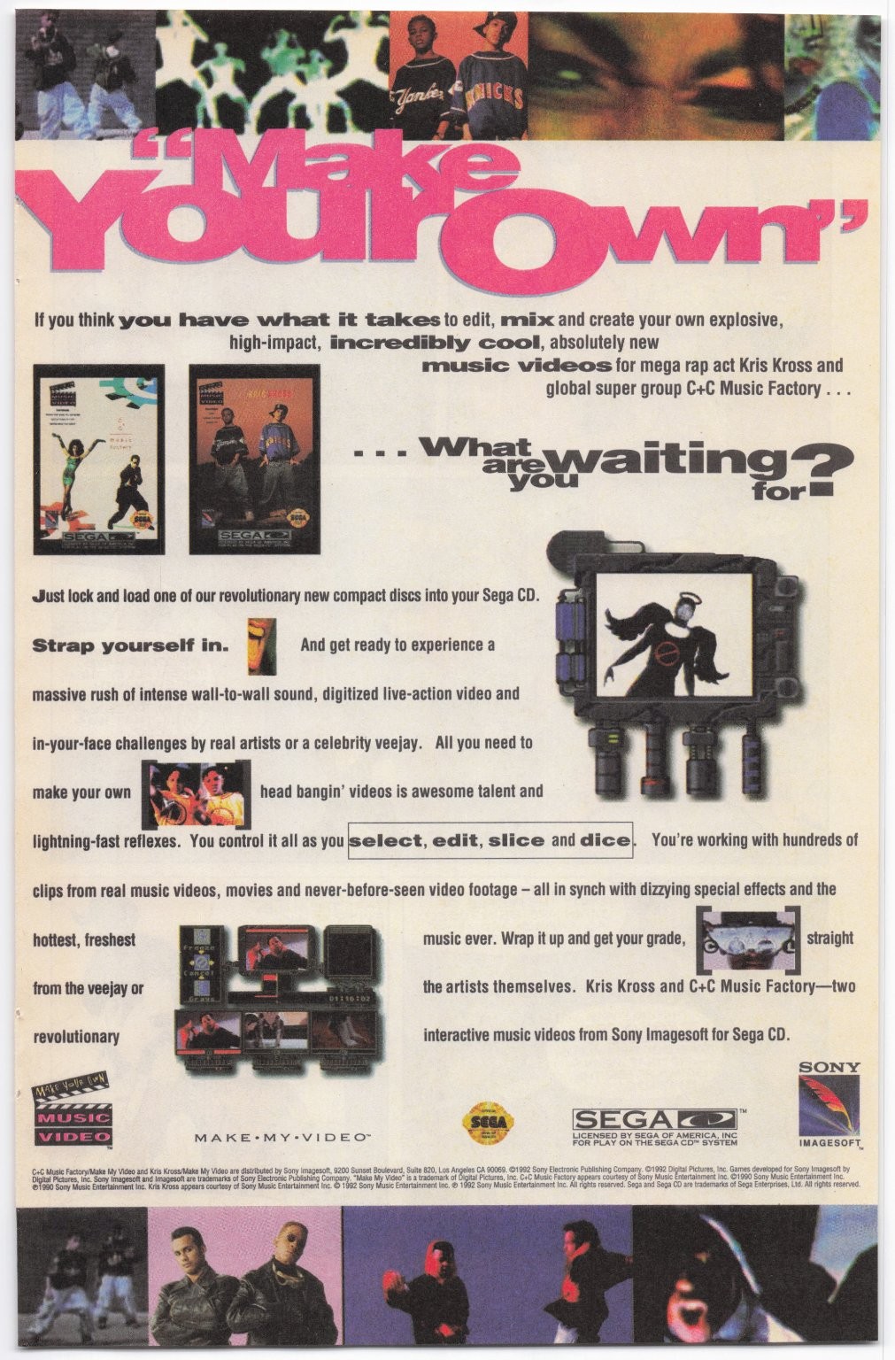Vintage Sega CD Make My Video Game Ad Kris Kross C+C Music Factory 1992 Vintage Sega CD Make My Video Game Ad Kris Kross C+C Music Factory 1992