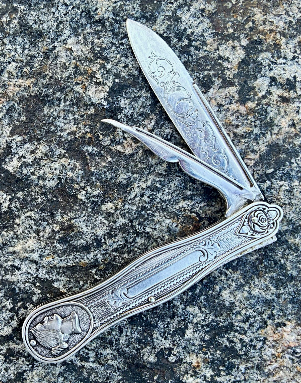 19th C. Coin Silver Fruit Folding Knife 19th C. Coin Silver Fruit Folding Knife