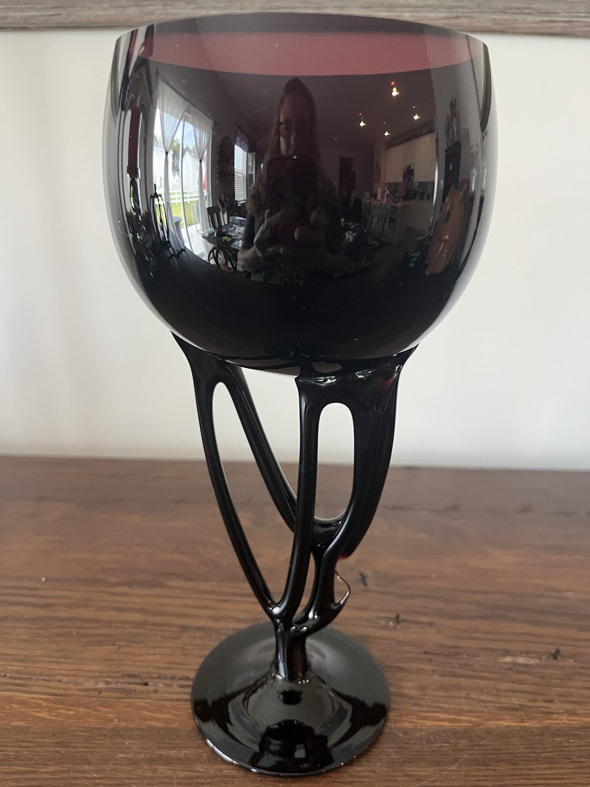 Polish Hand-Blown Art Glass Pedestal Goblet in the Jellyfish/Octopus Style Polish Hand-Blown Art Glass Pedestal Goblet in the Jellyfish/Octopus Style