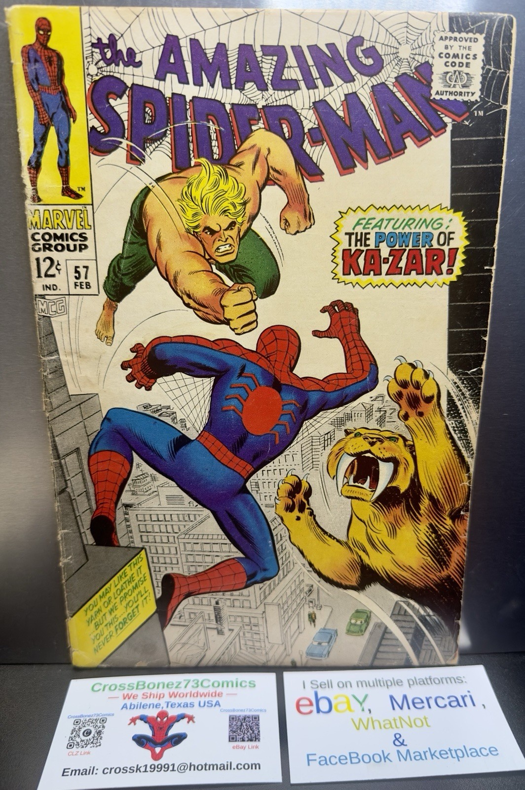 Amazing Spider-Man #57 Marvel Comics February 1968 ๐ KEY ISSUE ๐ Est. VG Amazing Spider-Man #57 Marvel Comics February 1968 ๐ KEY ISSUE ๐ Est. VG