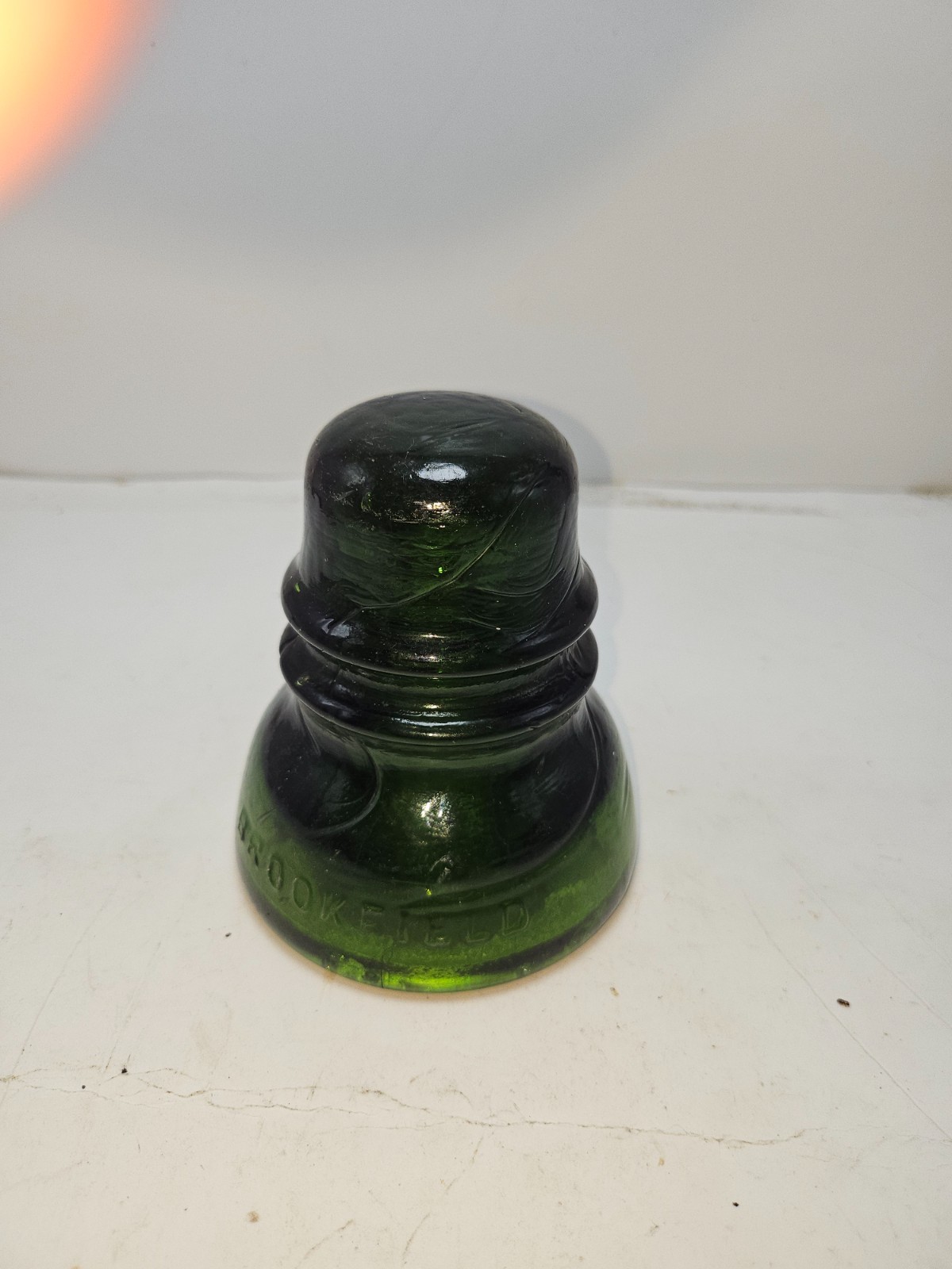 RARE Vintage Dark Emerald Green Brookfield Glass Insulator - LOT A