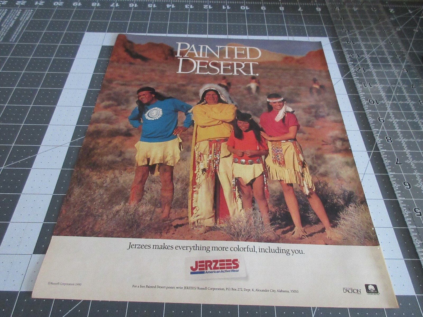 1990 Jerzees, Painted Desert Indian Print Ad 1990 Jerzees, Painted Desert Indian Print Ad