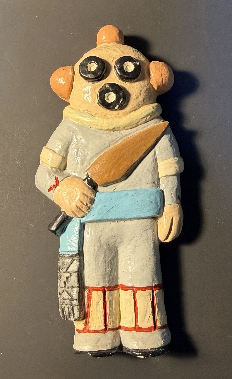 Vintage 1996 Holly Ent Plaster Plaque Mudhead Kachina Figure Koyemsi Rattle Vintage 1996 Holly Ent Plaster Plaque Mudhead Kachina Figure Koyemsi Rattle